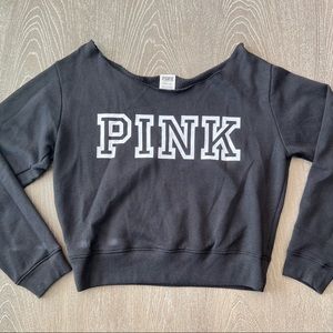 VS PINK- Logo Off the Shoulder Sweatshirt